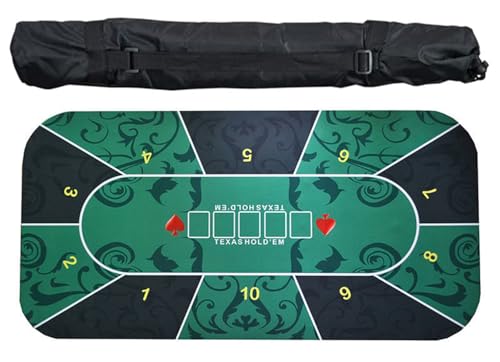Brettspiel Tisch， Texas Hold'em Poker-Gummimatte for 10 Spieler, Pokertisch-Layout mit Tragetasche for Pokerspiele(2.4 x 1.2 M) von OLSDXAWQ