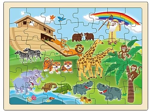 Holzpuzzle, Arche Noah, 48 Teile, Vorschulpädagogisches Lernspielzeug für Kinder ab 3 Jahren, Vorschulgeschenk für Jungen und Mädchen, religiöse Puzzles Holzpuzzle, Arche Noah, 48 Teile, Vorschulpädagogisches Lernspielzeug für Kinder ab 3 Jahren, Vorschulgeschenk für Jungen und Mädchen, religiöse Puzzles von OLYDAUS