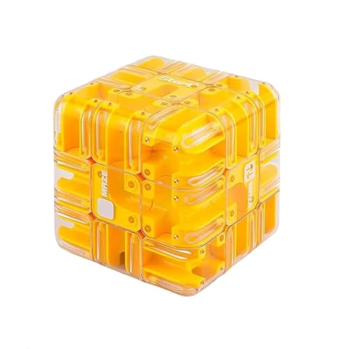 OLYGEE Large Labyrinth 3D Puzzle Maze Cube - Engaging Brain Teaser Toy, Marble Magic 3x3 Challenge Mazes Ball for Stress Relief & Logic Development, A Perfect Educational Game Gift (Yellow) von OLYGEE