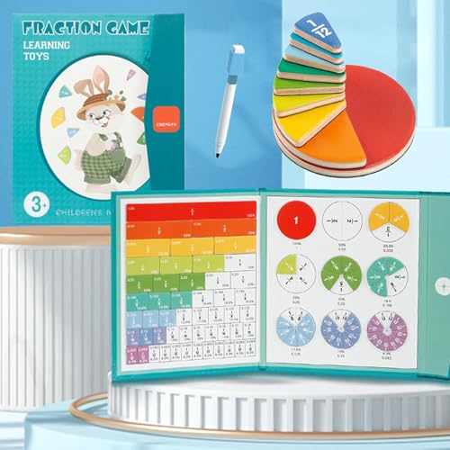 OLYGEE Magnetic Fraction Educational Puzzle, Rainbow Fraction Tiles Teaching Aids, Magnetic Fractions Disc Set, Fractions Strips Manipulatives (1pcs) von OLYGEE