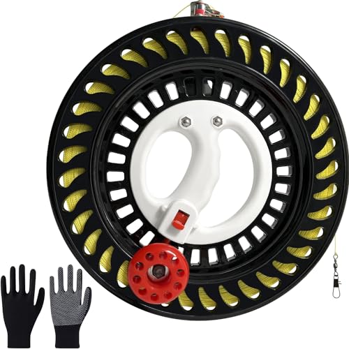 OLizee® Drachenrolle für Erwachsene, 26,2 cm Durchmesser, mit 914 m hoher Festigkeit, mit Sicherheitsverriegelung, Handschuhen und Verbindungsstück, großer Handgriff, Hochgeschwindigkeits-Kugellager, von OLizee
