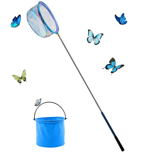 OMIGA Kescher Kinder Teleskop Angelkescher mit Käscher Faltbaren Eimern für Fangen von Insekten Angeln Outdoor Gartenaktivitäten Pool Kescher Feinmaschig von OMIGA
