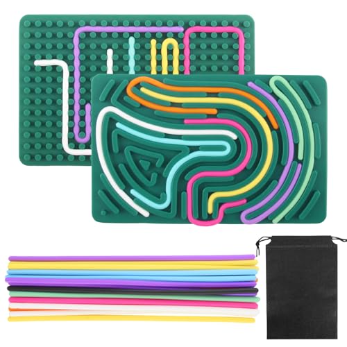 OMIGA Sensorik Spielzeug Silikon mit 20 Silikonstreifen & 1 Reisetasche Board Doppelseitiges Aktivitätsbrett Silent Sensory für Autismus ADHS Stress Anxiety Reisespiele Busy Board Kinder ab 3 Jahre von OMIGA