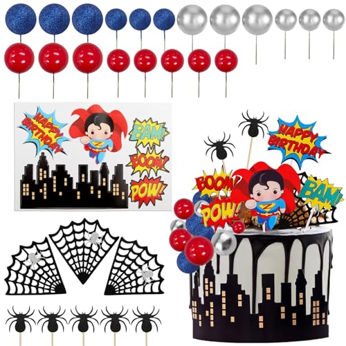 OMIGA Tortendeko Junge Superhero Tortenfiguren Spider Kuchen Deko für Mädchen Junge Geburtstagsfeier Halloween Weihnachtsfeier Tortendeko Kugeln OMIGA Tortendeko Junge Superhero Tortenfiguren Spider Kuchen Deko für Mädchen Junge Geburtstagsfeier Halloween Weihnachtsfeier Tortendeko Kugeln von OMIGA