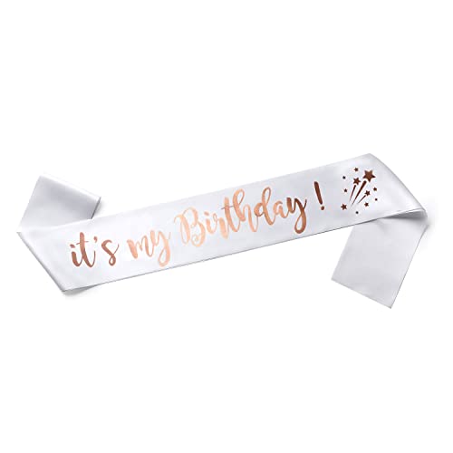 OMISS Schärpe It's My Birthday für Geburtstag auf Englisch – zum Tragen am Tag für Ihren Geburtstag (Weiß und Kupfer) von OMISS