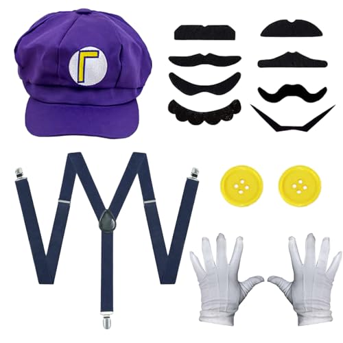 Mario Kostüm Accessoires Super Bros Kostüm für Cosplay mit Kappen Handschuhe Schnurrbärte Knöpfe Hosenträger Herren Damen Kind Karneval Faschingskostüme Halloween Outfits Cosplay Mottoparty Set Mario Kostüm Accessoires Super Bros Kostüm für Cosplay mit Kappen Handschuhe Schnurrbärte Knöpfe Hosenträger Herren Damen Kind Karneval Faschingskostüme Halloween Outfits Cosplay Mottoparty Set von OMJMYY