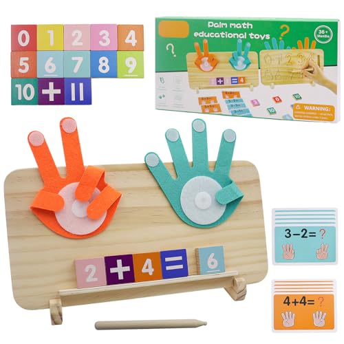 OMJMYY Montessori Mathe Lernspielzeug ab 3 4 5 Jahren - Fingerzählspiel aus Holz, Pädagogisch Wertvolles Zählen Lernen für Vorschulkinder, Geschenk zum Geburtstag für Jungen und Mädchen OMJMYY Montessori Mathe Lernspielzeug ab 3 4 5 Jahren - Fingerzählspiel aus Holz, Pädagogisch Wertvolles Zählen Lernen für Vorschulkinder, Geschenk zum Geburtstag für Jungen und Mädchen von OMJMYY