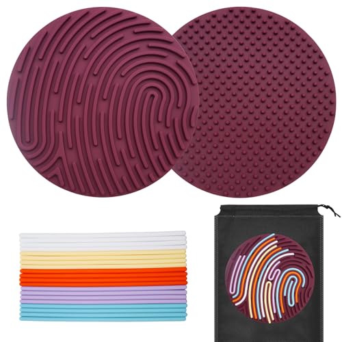 OMJMYY Sensorik Activity Board Sensorik Spielzeug Activity Board Silikon Doppelseitiges Sensorisches Spielzeug mit 20 Silikonschnüre Sensory Fidget Spiel Toys für Kinder 3+ zur ADHD Autismus & Angst von OMJMYY