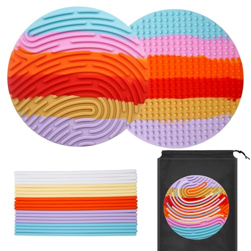 OMJMYY Sensorik Activity Board Sensorik Spielzeug Activity Board Silikon Doppelseitiges Sensorisches Spielzeug mit 20 Silikonschnüre Sensory Fidget Spiel Toys für Kinder 3+ zur Autismus Angst ADHD von OMJMYY