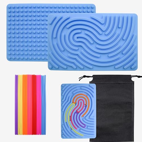 OMJMYY Sensorik Activity Board Sensorisches Aktivitätstafel Silikon Sensory Fidget Spiel Toys mit Reisetasche & 20 Silikonschnüre für Kinder 3+ & Erwachsene zur ADHD Autismus Stressabbau (Hellblau) OMJMYY Sensorik Activity Board Sensorisches Aktivitätstafel Silikon Sensory Fidget Spiel Toys mit Reisetasche & 20 Silikonschnüre für Kinder 3+ & Erwachsene zur ADHD Autismus Stressabbau (Hellblau) von OMJMYY