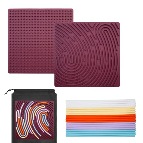 OMJMYY Sensory Activity Board Scheda di Attività Sensoriale Silicone Fidget Toy per Bambini 3+ e Adulti Scheda Sensoriale Fidget Con Borsa da Viaggio e 20 Corde per ADHD Ansia Stress Autismo (Rosso) von OMJMYY