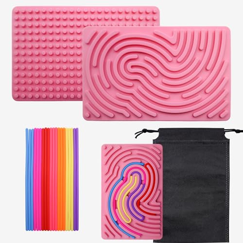 Sensorik Activity Board Sensorisches Aktivitätstafel Silikon Sensory Fidget Spiel Toys mit Reisetasche & 24 Silikonschnüre für Kinder 3+ & Erwachsene zur ADHD Autismus Stressabbau Angstzuständen(Rosa) Sensorik Activity Board Sensorisches Aktivitätstafel Silikon Sensory Fidget Spiel Toys mit Reisetasche & 24 Silikonschnüre für Kinder 3+ & Erwachsene zur ADHD Autismus Stressabbau Angstzuständen(Rosa) von OMJMYY