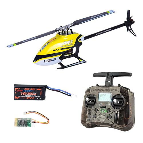 OMPHOBBY M1 V1 RTF 3D 6CH Hubschrauber Ferngesteuert für Erwachsene，Ferngesteuerter Hubschrauber Outdoor mit RadioMaster Pocket Fernbedienung, Brushless Motoren SFHSS/DSM/S-Bus Kompatibel, Gelb von OMPHOBBY
