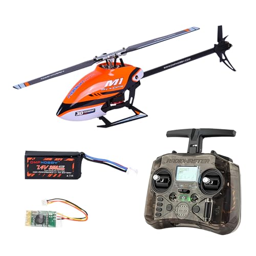OMPHOBBY M1 V1 RTF 3D 6CH Hubschrauber Ferngesteuert für Erwachsene，Ferngesteuerter Hubschrauber Outdoor mit RadioMaster Pocket Fernbedienung, Brushless Motoren SFHSS/DSM/S-Bus Kompatibel, Orange von OMPHOBBY