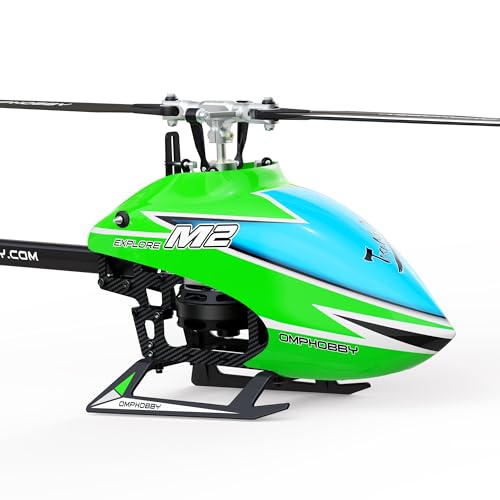 OMPHOBBY M2 Explore RC Flugzeug für Erwachsene Dual-Brushless Motor Direct-Drive 6CH RC Hubschrauber Ferngesteuert mit Einstellbarer Flugsteuerung, 3D Helikopter BNF Grün von OMPHOBBY