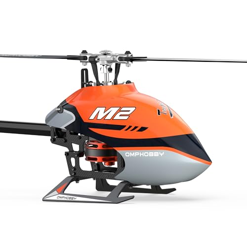 OMPHOBBY M2 V2 RC Helikopter für Erwachsene Dual Brushless Motors Direct-Drive 6CH RC Hubschrauber Ferngesteuert Einstellbarer Flugregler, Ganzmetall Servogehäuse 3D Flugzeug BNF Orange von OMPHOBBY