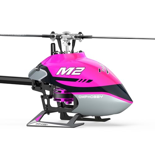 OMPHOBBY M2 V2 RC Helikopter für Erwachsene Dual Brushless Motors Direct-Drive 6CH RC Hubschrauber Ferngesteuert Einstellbarer Flugregler, Ganzmetall Servogehäuse 3D Flugzeug BNF Violett von OMPHOBBY