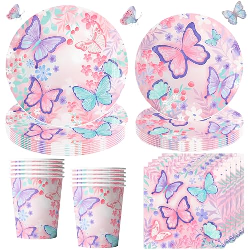50 Stück Schmetterling Partygeschirr für 10 Gäste,Schmetterling Partyteller Geburtstag Geschirr,Schmetterling Pappteller Becher Servietten für Kindergeburtstag Deko 50 Stück Schmetterling Partygeschirr für 10 Gäste,Schmetterling Partyteller Geburtstag Geschirr,Schmetterling Pappteller Becher Servietten für Kindergeburtstag Deko von OMZSXK