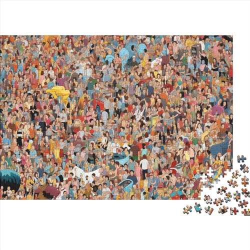 10000 Menschen im Zoo Conges Puzzle für Erwachsene, 1000 Puzzles für Erwachsene, 1000 Teile, Puzzle 1000 Teile, ungelöstes Puzzle, 1000 Teile (75 x 50 cm) von ONDIAN