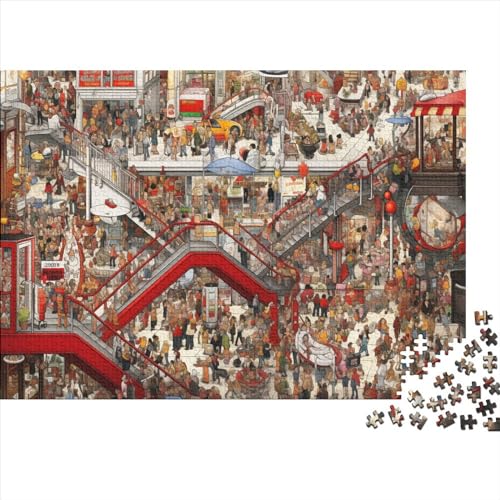 10000 People at Mall Conge Puzzles 1000 Teile Für Erwachsene Puzzles Für Erwachsene 1000 Teile Puzzle Lernspiele Ungelöstes Puzzle 1000pcs (75x50cm) von ONDIAN