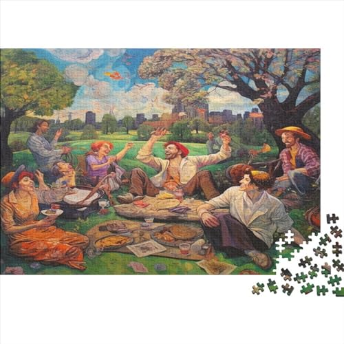 300-teiliges Puzzle für Erwachsene, 300-teiliges Puzzle für Erwachsene, Puzzle, Menschen, die lachen und das Picknick genießen, 300 Teile (40 x 28 cm) von ONDIAN