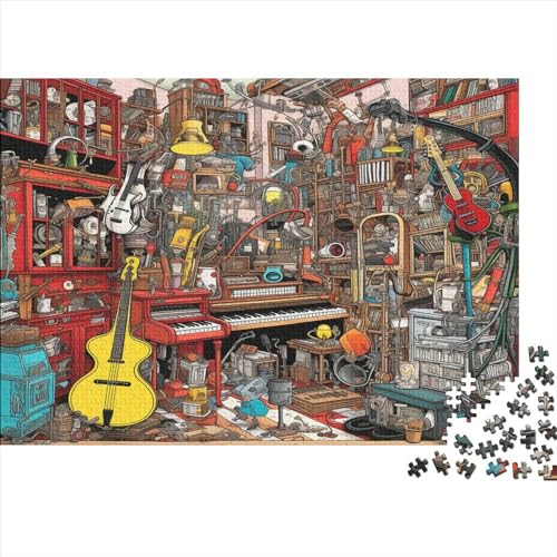 3D-Musikinstrumenten-Themen-Puzzles für Erwachsene, 500-teiliges Puzzle für Erwachsene, herausforderndes Spiel, ungelöstes Puzzle, 500 Teile (52 x 38 cm) von ONDIAN