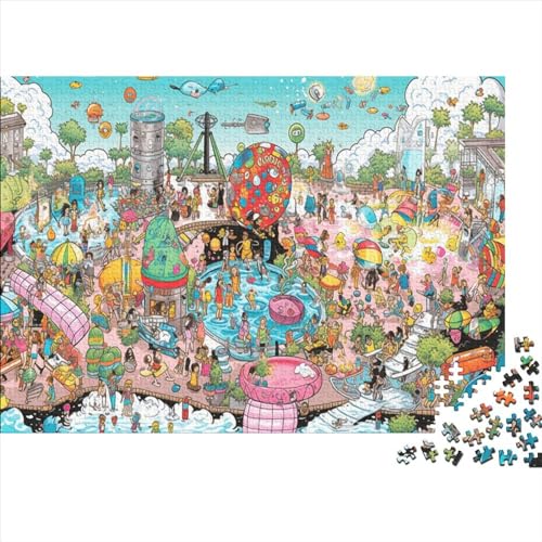 3D Pool Party Puzzles Für Erwachsene 1000-teilige Puzzles Für Erwachsene Anspruchsvolles Spiel Ungelöstes Puzzle 1000pcs (75x50cm) von ONDIAN