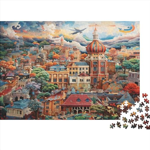 3D-Puzzle, 500 Teile für Erwachsene, Blick auf eine Stadt, sieht aus wie eine blühende 500-teilige Puzzle, Lernspiele, Heimdekoration, Puzzle, 500 Teile (52 x 38 cm) von ONDIAN