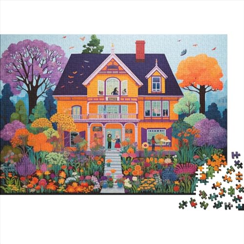 3D-Puzzle 300 Teile Für Erwachsene Flower Garden in Front of House 300-teiliges Puzzle Lernspiele Heimdekorationspuzzle 300pcs (40x28cm) von ONDIAN