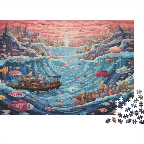 3D-Puzzle Für Erwachsene 1000 Teile Fishing Boat in Waves Geschenkideen Für Puzzles Für Erwachsene 1000pcs (75x50cm) von ONDIAN
