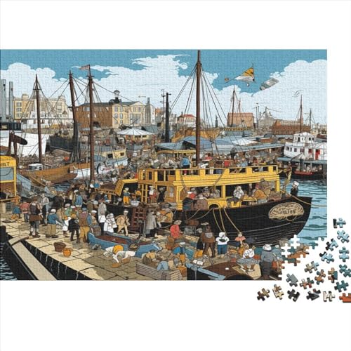 3D-Puzzle Für Erwachsene 500 Teile Gallop Ship Docked in Port Geschenkideen Für Puzzles Für Erwachsene 500pcs (52x38cm) von ONDIAN