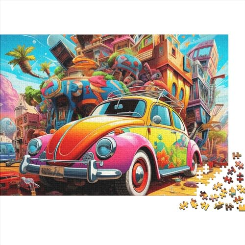 3D-Puzzle mit bunten Autos, 300-teiliges Puzzle für Erwachsene und Jugendliche ab 12 Jahren, ungelöstes Puzzle, 300 Teile (40 x 28 cm) von ONDIAN