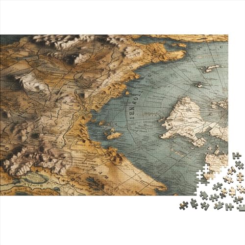 An Old Map 3D-Puzzle mit 500 Teilen, für Erwachsene und Jugendliche ab 12 Jahren, ungelöstes Puzzle, 500 Teile (52 x 38 cm) von ONDIAN