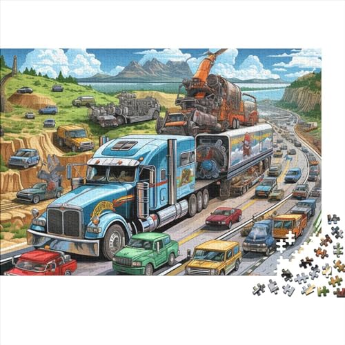 Car Driving on Highway 300-teiliges Puzzle Für Erwachsene, Familie Oder Teenager, Puzzle-Spielzeug, Lernspiele, Stressabbau-Puzzles, Einzigartige Heimdekoration Und Geschenke 300pcs (40x28cm) von ONDIAN