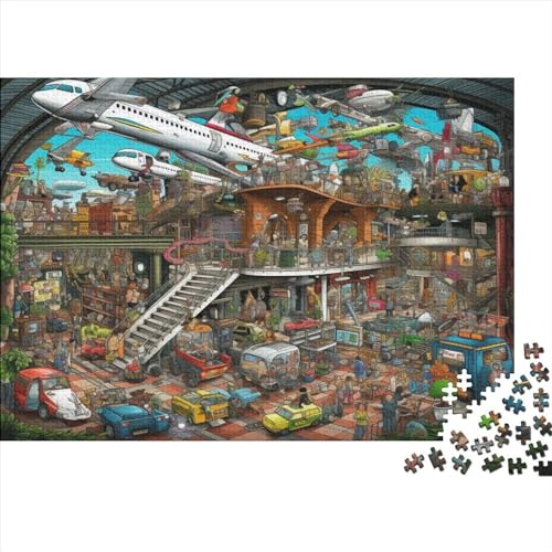 Cartoon-Flugzeug-Thema, 300-teiliges Puzzle für Erwachsene und Jugendliche ab 12 Jahren, ungelöstes Puzzle, 300 Teile (40 x 28 cm) von ONDIAN