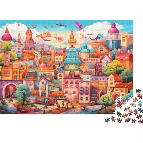 City ​​in Fairy Tale World Ungelöstes 3D-Puzzle Mit 1000 Teilen Für Erwachsene Und Jugendliche Ab 12 Jahren 1000pcs (75x50cm) von ONDIAN
