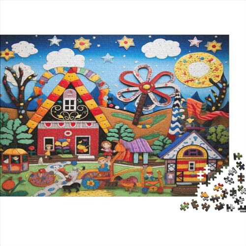 Countryside at Night 1000-teiliges Puzzle Für Erwachsene, Familie Oder Teenager, Puzzle-Spielzeug, Lernspiele, Stressabbau-Puzzles, Einzigartige Heimdekoration Und Geschenke 1000pcs (75x50cm) von ONDIAN
