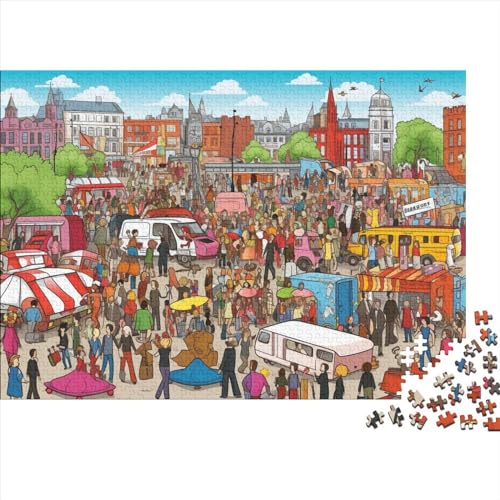 Crowded London Streets 3D-Puzzles 500 Teile Für Erwachsene Puzzles Für Erwachsene 500 Teile Puzzle Lernspiele Ungelöstes Puzzle 500pcs (52x38cm) von ONDIAN