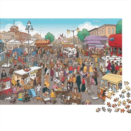 Crowded London Streets Puzzle für Erwachsene, 1000-teiliges Puzzle für Erwachsene, Puzzle, 1000 Teile für Erwachsene, herausforderndes Spiel, ungelöstes Puzzle, 1000 Teile (75 x 50 cm) von ONDIAN