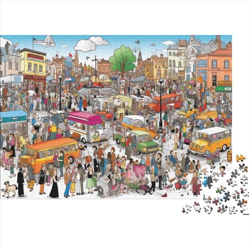 Crowded London Streets Puzzles Für Erwachsene 500 Puzzles Für Erwachsene 500 Teile Puzzle 500 Teile Ungelöstes Puzzle 500pcs (52x38cm) von ONDIAN