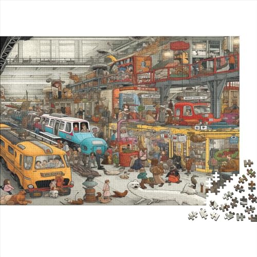 Crowded Station Puzzles 1000 Teile Für Erwachsene Puzzles Für Erwachsene 1000 Teile Puzzle Lernspiele Ungelöstes Puzzle 1000pcs (75x50cm) von ONDIAN