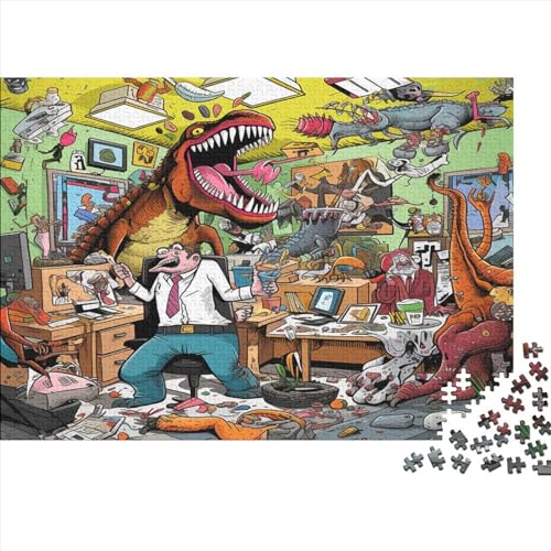 Dinosaurier-Invasion-Puzzles für Erwachsene, 500 Puzzles für Erwachsene, 500-teiliges Puzzle, 500 Teile, ungelöstes Puzzle, 500 Teile (52 x 38 cm) von ONDIAN