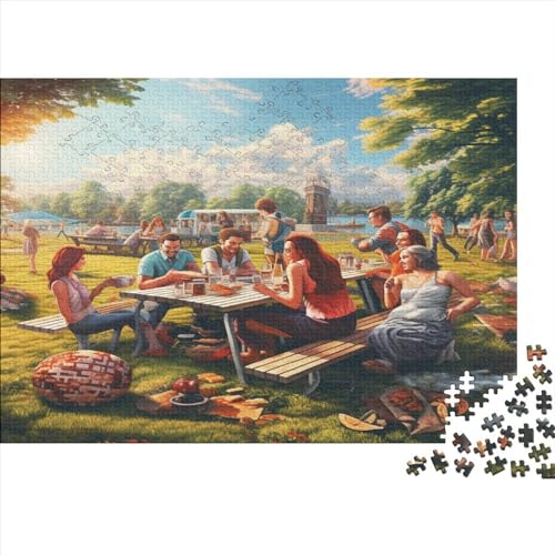 Eine Gruppe von Freunden, die ein Picknick im Park genießen, 3D-Puzzle, 500 Teile für Erwachsene, Puzzle für Erwachsene, 500-teiliges Puzzle, Lernspiele, ungelöstes Puzzle, 500 Teile (52 x 38 cm) von ONDIAN