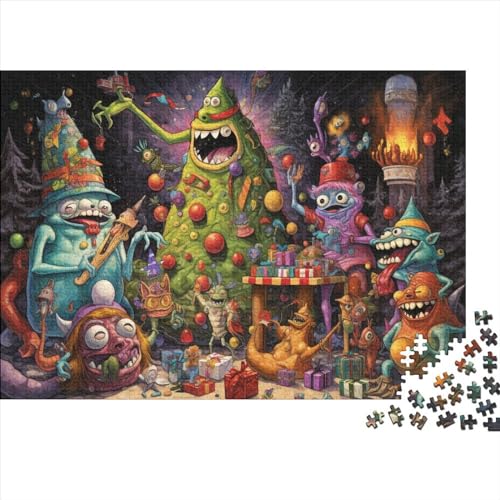 Family of Happy Evil Celebrating Christmas Puzzles 500 Teile Für Erwachsene Puzzles Für Erwachsene 500 Teile Puzzle Lernspiele Ungelöstes Puzzle 500pcs (52x38cm) von ONDIAN