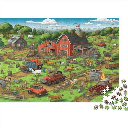 Farm The Farmers Are Busy Working Continuous Puzzles 500 Teile Für Erwachsene Puzzles Für Erwachsene 500 Teile Puzzle Lernspiele Ungelöstes Puzzle 500pcs (52x38cm) von ONDIAN
