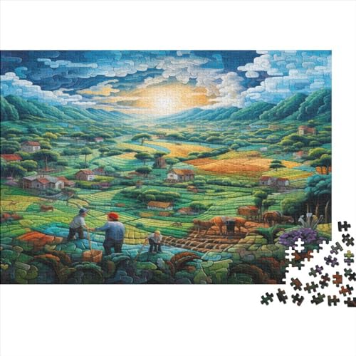 Farmers Working in The Fields 3D-Puzzle für Erwachsene und Jugendliche ab 12 Jahren, ungelöstes Puzzle, 500 Teile (52 x 38 cm) von ONDIAN
