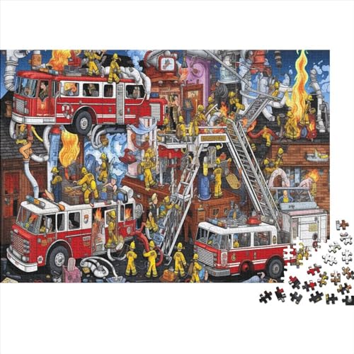 Feuerwehrmann-Themen-Puzzle, 1000 Teile für Erwachsene, Puzzles für Erwachsene, 1000 Teile, Lernspiele, ungelöstes Puzzle, 1000 Teile (75 x 50 cm) von ONDIAN