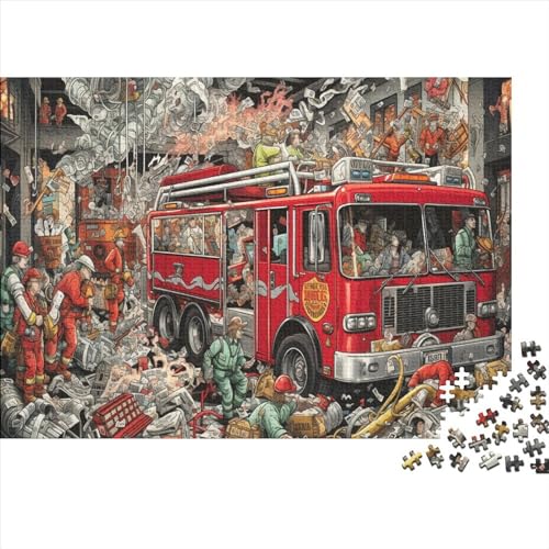 Firefighter Fire Fighting Theme Puzzles 500 Teile Für Erwachsene Puzzles Für Erwachsene 500 Teile Puzzle Lernspiele Ungelöstes Puzzle 500pcs (52x38cm) von ONDIAN