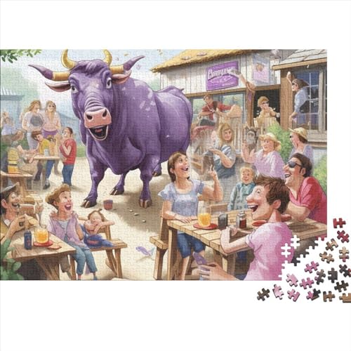 Garden with A Purple Cow Puzzles Für Erwachsene 500 Puzzles Für Erwachsene 500 Teile Puzzle 500 Teile Ungelöstes Puzzle 500pcs (52x38cm) von ONDIAN