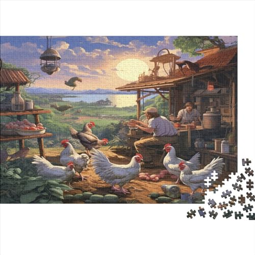 Hens on The Farm Puzzles Für Erwachsene 300 Puzzles Für Erwachsene 300 Teile Puzzle 300 Teile Ungelöstes Puzzle 300pcs (40x28cm) von ONDIAN